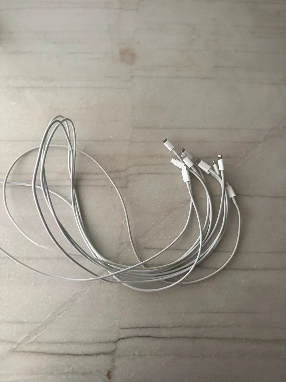 Set of 5 White Lightning to USB Charging Cables - From Apple